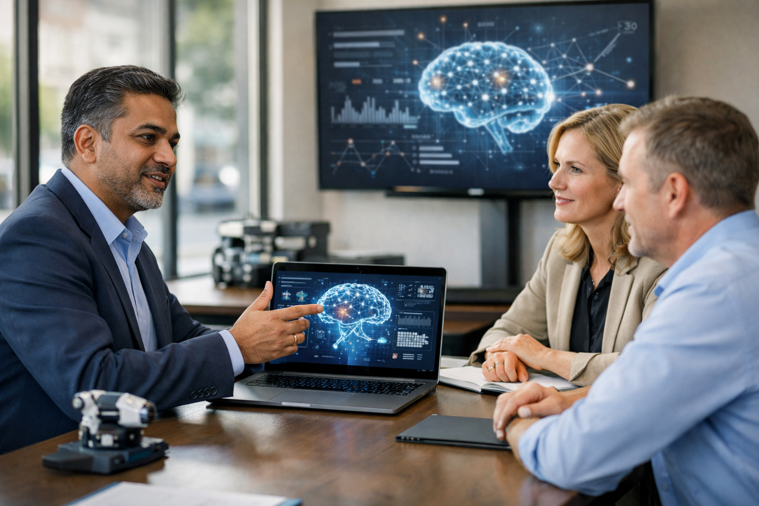 A photograph for a section called "AI Strategy" on the website of Basra Consulti
